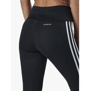Adidas 7/8 Tights Aeroready High Rise Black White 3-Stripes Women's Size Small